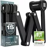 IMPACT® FlexLock 15 - Premium Faltschloss Fahrrad [HOHE SICHERHEIT] - Handliches Fahrradschloss mit Sicherheitslevel 15 bis 120cm - Robustes Fahrrad Schloss hält bis zu 1,5 Tonnen Zugkraft stand