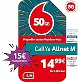 Vodafone Prepaid CallYa M | 50 GB | 15 EUR Guthaben | ohne Vertrag | 5G | Allnet Flat | EU-Roaming | weltweit nutzbar