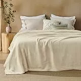 BEDSURE Musselin Decke 100% Baumwolldecke Tagesdecke - Gazedecke für Couch, Weich und Leicht Sofadecke & Blanket, Sommerdecke, Beige, 220x240 cm