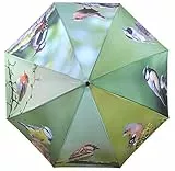 Esschert Design Regenschirm Vögel aus Polyester, Metall und Holz, 120,0 x 120,0 x 95,0 cm