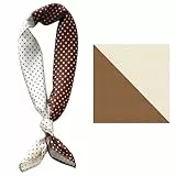 GIMIRO Männer simulierte Seidenschal 53x53cm Seidentuch Zweifarbig, Braun-Creme mit Punktemuster, Polyester Halstuch für Business und Freizeit (Brown White Mini Dots)