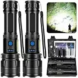 ZEUSFIRE Taschenlampe LED, 2 Stück 100.000 Lumen Extrem Helle Taschenlampe mit 7 Lichtmod & IPX7 Wasserdicht, Taktische Taschenlampen Für Camping, Wandern