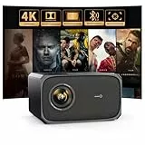 Beamer 4K Passend für Netflix Dolby Audio 35000L 1080P FHD Smart Beamer Heimkino, KI-Autofokus & Trapezkorrektur Jimveo Projektor mit Zwei-Wege Bluetooth WiFi6 Outdoor 300' Display Video Projektor