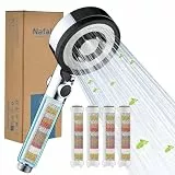 Nafall Hochdruck Duschkopf mit Filter, Shower Head with Filter mit 5 modi, Brausekopf Dusche, Filter Duschkopf, Wassersparend Duschbrause für Schwermetall,Harte Wasser,Rest-Chlor,Bakterien, Chrom