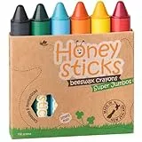Honeysticks Super Jumbo Buntstifte (6er-Pack) – Wachsmalstifte Ab 2 Jahre, Wachsmalstifte Baby Ungiftig, Leuchtende Farben, Unzerbrechlich, Extra Groß, aus Natürlichem Bienenwachs, Umweltschonend