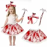 Helloween Kinderkostüme Mädchen, Helloween Kostüme für Kinder Horror, Hexenrock und Zauberstab Kinder Set, Kinder Halloween Kostüm Hexe, Hexenkostüm Kind Tüllrock Karneval Zubehör (Krankenschwester)