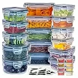 48er Frischhaltedosen mit Deckel, Meal Prep Boxen, Vorratsdosen Set (24 Behälter+24 Deckel), Aufbewahrungsboxen Küche Luftdicht und Auslaufsicher, BPA-frei, Spülmaschinen-, Gefrier-, Mikrowellenfest