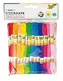 folia 23991 - Stickgarn Basic, 100 % Baumwolle, 52 Docken à 8 m in 26 Farben sortiert, zum Sticken, Knüpfen und Basteln