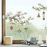 Supzone Fensterbilder Blumen Frühling Sommer Fensteraufkleber Selbstklebend Vogelschutz Fenstersticker Anti-Kollision Fensterfolie Glastüren Fensterdeko