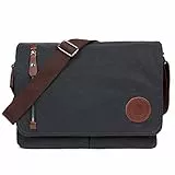 LOSMILE Umhängetasche, Vintage Canvas Schultertasche Herren.(Schwarz)