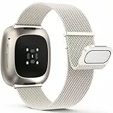 Yoohoo Edelstahl Metall Magnet Armband Kompatibel Mit Fitbit Versa 3/4, Sense/Sense 2 - Ersatzarmband für Damen Und Herren