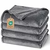 PHF Kuscheldecke Flauschig Fleecedecke 230x270cm - Oeko-Tex Weich Warm Wohndecke, Decke Blanket für Couch Sofa Bett, Tagesdecken & Kuscheldecken, Sofa überwurfdecke, Grau
