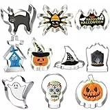 Halloween Ausstechformen, 10 Stück Keksausstecher Edelstahl Ausstecher Halloween Set Kürbis Ausstechform