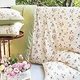 Sedefen Bettwäsche 155x220 cm Grün Beige Blätter Blumenmuster Wendebettwäsche Set aus Microfaser Vintage Bettbezug und 1 Kissenbezug 80x80cm mit Reißverschluss