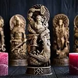 FIYSON Odin Figur - Nordische Götter Wikinger Deko Statue, Germanischer Gott Wodan Skulptur für Weinschrank, Regal, Bücherregal (Thor)