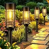BUCASA Solarlampen für Außen Garten, 4 Stück Solarleuchten für Außen, IP65 Wasserdicht Solarleuchten Garten Helle Warmweiß Licht Solar Gartenleuchten Deko für Balkon, Rasen, Terrasse, Hof
