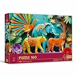 Trefl - Puzzle mit 3D-Effekt, Dschungel - Bunte Puzzles, 160 Elemente - 40 Jahre Trefl, Bunte Puzzles mit Tieren, für Kinder ab 6 Jahren
