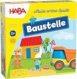 HABA Meine ersten Spiele – Baustelle: Zuordnungs- und Memospiel mit Kullerbü-Fahrzeug und Vorlesegeschichte, Baugeschichten für Kinder ab 2 Jahren – 1305211001