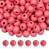 TOAOB 10 mm 300 Stück Holzperlen Runde Natürliche Dunklerosa Holz Perlen Basteln für DIY Handgefertigte Dekorationen Schmuck Handwerk Machen