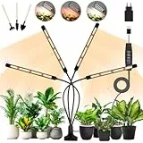 Niello 4Kopf Pflanzenlampe LED, USB Pflanzenlicht, Vollspektrum Grow Lampe, Pflanzenleuchte Wachsen licht für Zimmerpflanzen mit Zeitschaltuhr 3/9/12H, 3 Modi & 10 Dimmstufen Wachstumslampe