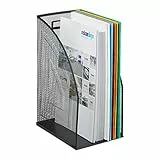 Relaxdays Stehsammler Metall, DIN A4, Stehordner breit, Mesh, Zeitschriftensammler Büro, HBT: 32 x 16 x 24,5 cm, schwarz