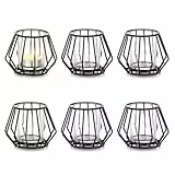 Romadedi Teelichthalter Schwarz Metall Kerzenhalter: 6er Set Windlicht Klein für Teelichter Deko Wohnzimmer Tischdeko Teelichtgläser für Zimmer Schlafzimmer Esstisch Home Decor