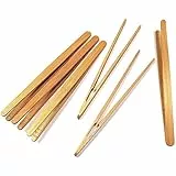 TomYang Essstäbchen Set (6 Stück), Grillzangen aus Holz, Spülmaschinenfest, wiederverwendbare Küchenzangen aus Bambus, Hot Pot Besteck, Mookata Buffetzangen, Korean BBQ Chopsticks