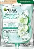 GARNIER Skin Active – Gesichtsmaske aus Gelgewebe Hyaluron Cryo Jelly – gegen Müdigkeit & erfrischende Wirkung – Glycerin, Menthol & Hyaluronsäure – Vegan & Cruelty Free – Müde Haut – 1 Stück
