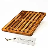 DAS OLIVENHOLZBRETT® Brotschneidebrett/Brotbrett mit Auffangbehälter/Krümmelrost 35cm x25cm