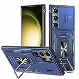 Saiboro Schutzhülle für Galaxy S23 Ultra mit Kamera-Abdeckung und Ständer, 2-lagige, robuste Schutzhülle, eingebauter 180° + 360° drehbarer Ring, magnetischer Ständer, stoßfeste Hülle für Samsung S23