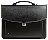 Exacompta 55734E Premium Umhängetasche Exatravel mit 15' Laptopfach und integrierter Fächermappe für DIN A4 Dokumente Ordnungsmappe ideale Tasche für Schule, Uni und Arbeit, schwarz