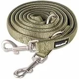 Rudelkönig Führleine Bella - 2,30m Länge - Verstellbare Hundeleine mittelgroße & große Hunde - Weiche Hunde Leine in Khaki