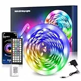 Mexllex LED Strip 5m,LED streifen mit App-Fernbedienung, RGB Musik-sync, Farbwechsel LED lichterkette für Schlafzimmerbeleuchtung,Room,Küche,Party