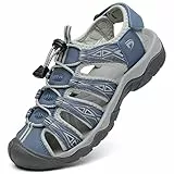 DANNTO Sportsandalen Damen Trekking Sandalen Outdoorsandale Geschlossene Gummi Wandersandalen Sommer für Reisen（blau,40）