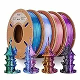 ERYONE PLA Filament 1.75mm,3D Drucker filament bundle,Multi Color Pack 3D Printer Filament PLA +/-0.03mm,4x250g /Pack,Dual Zweifarbig Silk PLA,Blau/Grün,Rosenrot/Hellblau,Schwarz/Violett,Violett/Gold