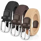 Leskyair Elastischer Gürtel Herren Flechtgürtel 3er, Unisex Stoffgürtel Stretchgürtel für Damen und Herren Lässige Hose, Robuste Bauweise und Gut Bewegen Kann