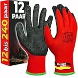 MK-Glove 12 Paar Abriebfest Arbeitshandschuhe Herren - Gartenhandschuhe und Montagehandschuhe mit Latexbeschichtung - Werkstatt Schutzhandschuhe Mechaniker Handschuhe - Größe 9-L