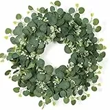 SOMYTING Künstliche Eukalyptus Kranz 50cm Grün Türkranz Wandkranz Plastik Kranz Easter Deko künstliche Pflanzengirlande Wandbehang Zubehör Sommer-Kränze für Haustür Fenster Heimdekoration