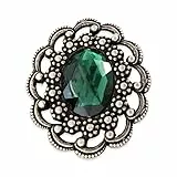 hübsche altsilber farbene mit grün Brosche zum Anstecken 50mm x 43mm (1 Stück)