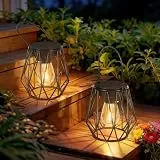Kimjo Solarlaterne für Außen, Solarlampen für Außen Garten Hängend/Stehend, IP65 Wasserdicht Solarleuchten für Aussen, Moderne Außenleuchte Solar Laternen mit Diamantmuster Gitter für Terrasse Balkon
