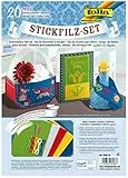 folia 53419 - Stickfilz-Set, 20-teiliges Bastelset, Inhalt farbig sortiert, ca. 21 x 29,5 cm, inkl. Stickanleitung, ideal geeignet für vielfältige Stickarbeiten
