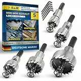 S&R Lochsäge Set 5 teilig 16/18,5/20 / 25/30 mm, HSS COBALT Stahl, 5% Kobalt-legiert, M35, HRC 64-66, Combo-Verzahnung, Lochsägen-Satz für Metalle, Stahl, Edelstahl, Aluminium, Kunststoffe