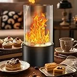 MoKo Tischkamin, Bioethanol Tischfeuerstelle mit Winddichtem Glasdekorstein, Rauchfrei Tragbar Tischfeuer Kamin Einweihungsgeschenk für Outdoor und Indoor, Balkon, Hof, Heimdekoration