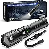 JAY-PARK Taschenlampe LED Aufladbar 1000000 Lumen, Extrem Hell, Starke Taschenlampen 5 Lichtmodi, Zoombar, IP67 Wasserdicht für Camping, Wandern, Notfälle