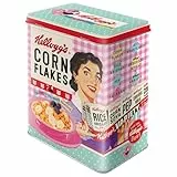 Nostalgic-Art Retro Vorratsdose L, 3 l, Kellogg's – Happy Hostess Corn Flakes – Geschenk-Idee für die Küche, Original Lizenzprodukt (OLP), Große Blech-Dose, Vintage Design