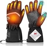 Loowoko Beheizbare Handschuhe mit akku 7.4v 3000mah × 2, 3 Heizstufen, Wasserdicht, Touchscreen, Beheizte Handschuhe USB für Arbeit im Freien, Motorrad, Fahrrad, Skifahren, Klettern,Wandern