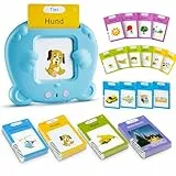 AHJ Sprechende Lernkarten Deutsch - 112 Blätter 224 Wörter, Flash Karten, Interaktives Sprachspiele für Kinder Ab 2-6 Jahr - Blau
