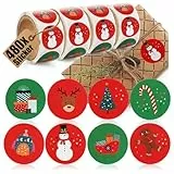 com-four® 480x Sticker Weihnachten auf Rolle - Aufkleber 3x3cm als Verzierung für Geschenke - Selbstklebende Weihnachtsetiketten zum Verschönern - Sticker zum Basteln (480 Stück - kleine Sticker)
