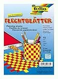 folia 760 - Flechtblätter aus ungummiertem Buntpapier, ca. 12 x 17 cm, 10 Paar mit einer Schnittbreite von 10 mm, ideal für Kinder zum Basteln und Gestalten