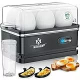 KESSER® Eierkocher für 1 bis 6 Eier elektrisch aus Edelstahl 400W & Warmhaltefunktion | Kipp-Funktionsschalter drei Härtegrade | BPA-Frei & Spülmaschinenfest | Messbecher & 2x Omlettschalen, Schwarz